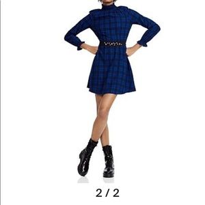 NWOT Maje Rivine Blue Plaid Fit & Flare flannel dress size 1